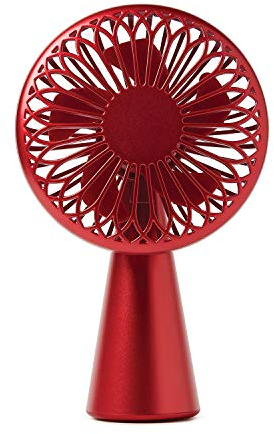 Lexon Wino - Mini ventilateur de bureau sans fil, 3 vitesses de flux d'air, lames ultra-silencieuses, 5 h, rechargeable via USB-C (câble inclus) ou QI sans fil - Rouge