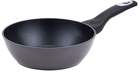 RESTO 93033 Tiefe Bratpfanne 28 cm, Wokpfanne aus hochwertigem geschmiedetem Aluminium mit Antihaftbeschichtung für alle Herdarten geeignet, auch Induktion (Ø 28 cm, h=7.7 cm, Ø Boden 18 cm)
