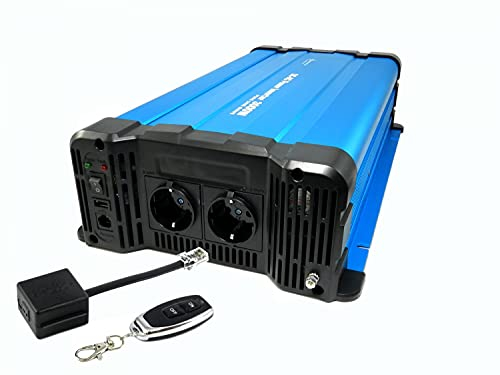 SOLARTRONICS FS3000DR Spannungswandler 24V 230V 3000 Watt - Reiner Sinus Wechselrichter 24V auf 230V für Wohnwagen & Wohnmobil - 6000W Spitzenleistung - mit Schuko, USB Anschluss & Fernbedienung