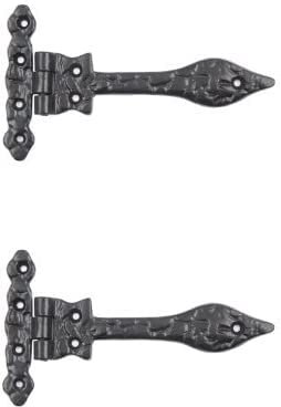 Black Antique Door Spear Door Hinge 6 Inch False Tee Door Hinges Decorative Victorian Spear Garage Gate Hinge Sliding Door Front Hinge with Matching Fixing Screws Pack of 2.