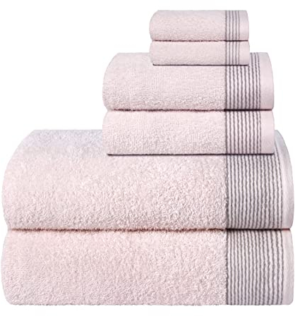 GLAMBURG Ultra-weiches 6er-Pack Baumwoll-Handtuch-Set, enthält 2 übergroße Badetücher 70 x 140 cm, 2 Handtücher 40 x 60 cm und 2 Waschbetten 30 x 30 cm, Rosa