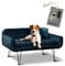 Rohrschneider Deluxe Hundesofa San Diego in Petrol, Samtbezug & Stabiles Holzgestell, Hundecouch inkl. Hundekotbeutel