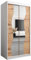 KRYSPOL Schwebetürenschrank Madryt 100 cm mit Spiegel Kleiderschrank mit Kleiderstange und Einlegeboden Schlafzimmer- Wohnzimmerschrank Schiebetüren Modern Design (Weiß + Artisan Eiche)