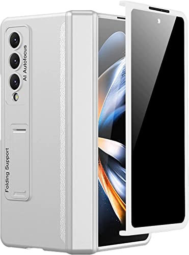Miimall Funda para Samsung Galaxy Z Fold 4, Funda de PC [Magnética Bisagra Protección] [Protector de Pantalla Antiespía] [Soporte], Carcasa Protectora para Samsung Galaxy Z Fold 4 5G-Plata