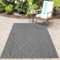HomebyHome In& Outdoor Teppich Wetterfest, Grau 140x200 cm Teppich Küche, Waschbarer Küchenläufer Flachgewebe Sisaloptik Rauten Design Camping Terasse Balkon Outdoorteppich Garten