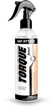 Torque Detail Sap Attack 8oz - Removes Tree Sap, Tar, Gum, Sticker Residue & Asphalt - Sap, Tar, Adhesive, Sticker Remover For Cars