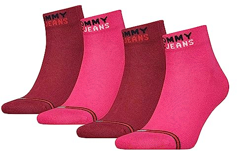 Tommy Hilfiger Unisex Quarter, Rose/Rouge, 39/42 (4er Pack)