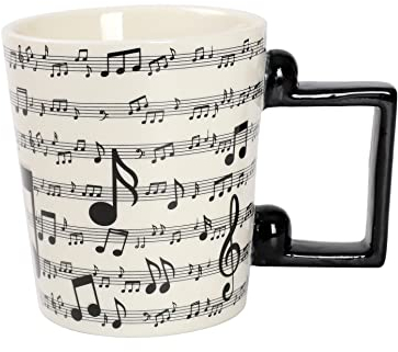 I-TOTAL® - Taza de cerámica de té/café con dibujos 12 x 8,5 x 10 cm MUSIC