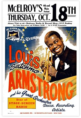 FISH DRAGATE Leinwandposter, Motiv: Jazz-Musiker, Louis Armstrong 32, Schlafzimmer-Dekor, Sportlandschaft, Büro, Raumdekoration, Geschenk, ungerahmt, 30 x 45 cm