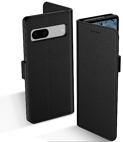 Aiziki Handyhülle für Google Pixel 7A Tasche, RFID Leder Klappbar Schutzhülle Tasche Wallet Brieftasche Cover Flip Case [Standfunktion] [Kartenfächern] Kompatibel mit Google Pixel 7A Hülle -Schwarz