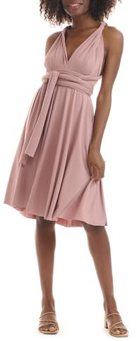Juvell Infinity Dress Midi - Robe Demoiselle d'honneur - Robe élégante Portefeuille - Top Bandeau Inclus - Mariage-Bridesmaid-Invitée-Bal-Cocktail - 1100 (46-50, Vieux Rose)