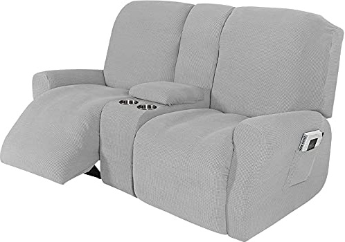 Recliner Sofa Slipcover, with Cup Holders - Furniture Protector Cover for 2-3 Seater Reclining Sofa with Console - Sofa Cover