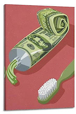 BITTU Lustiges Vintage-Poster Money Is Everything in Life, dekoratives Gemälde, Leinwandbild, 40 x 60 cm