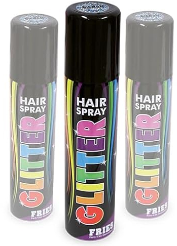 3x silbernes Glitter-Haarspray im Sparpack! 3 Dosen zu je 100ml. Glitterspray silber für Festival, Konzert, Disco, Party, CSD, Karneval, Fasching, Halloween