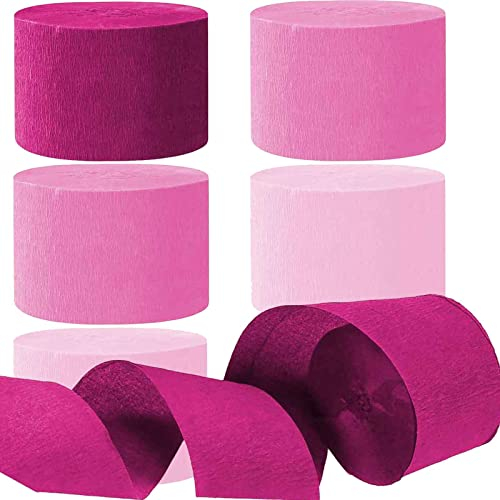 Kreppbänder Rosa 4.5 cm x 25 m 6 Rollen Krepppapier Party Crepe Streamer Luftschlangen Dekorationen Rosa