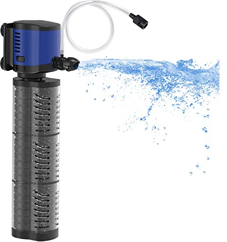 Pond Pump 660GPH Filtration, Sump Submersible Water Pump w/Sponge Filter, 8ft. High Lift, Quiet for Aquarium Hydroponics, Dry Burning Protection