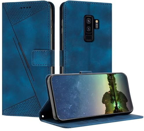 Mo-Beauty Handyhülle für Samsung Galaxy S9+ / S9 Plus, PU Leder Brieftasche Klapphülle Magnetic Magnet Standfunktion Kartenfach Schutzhülle für Samsung S9+/S9 Plus - Blau
