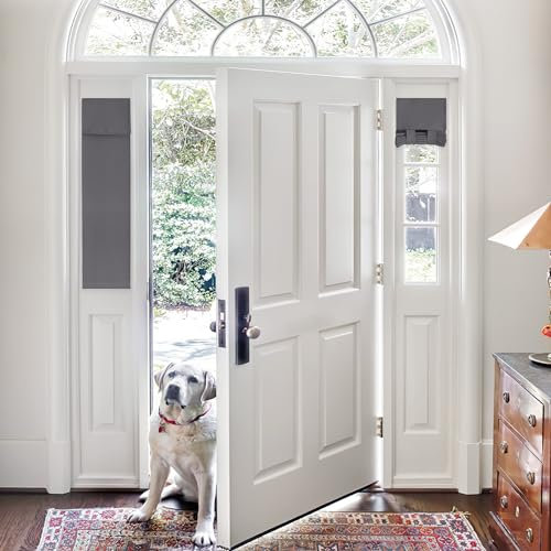 Pony Dance Sidelight Door Curtains for Front Door - Thermal Insulated Blackout Blinds for French Door Full Privacy Assured Small Window Shade for Patio Glass Door, W12 x L40 inch, Grey, 1 Panel