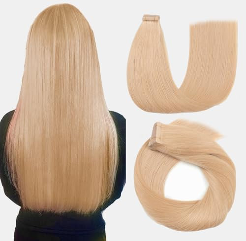 HotLulana Tape in Extensions Echthaar #18 Extensions Echthaar 24zoll/60cm 50g Invisible 100% Natürliche Tape Extensions Echthaar Human Hair 20pcs Echthaar Extensions tape.