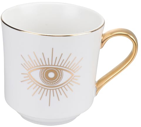 Amosfun 1stk Keramikbecher Markieren Kaffeetasse Kaffee Tee Tassen Türkische Espressotasse Espressotassen Tasse in Handtaschenform Boho Auge Bohemien Weiß Augenmuschel Teufels Auge