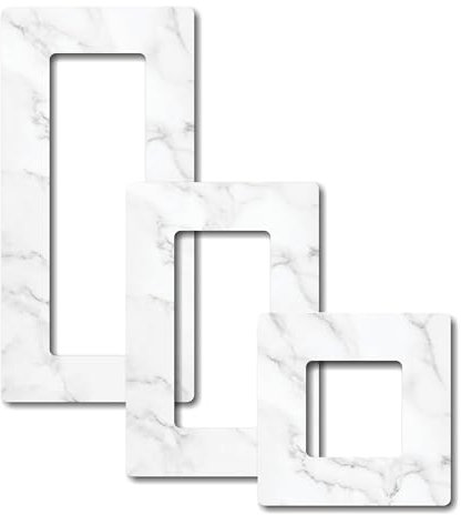 Tapetenschutz Dekorrahmen Wandschutz Tapetenschoner Lichtschalter Acryl Schalter (3-fach Rahmen, MARMOR-Design)