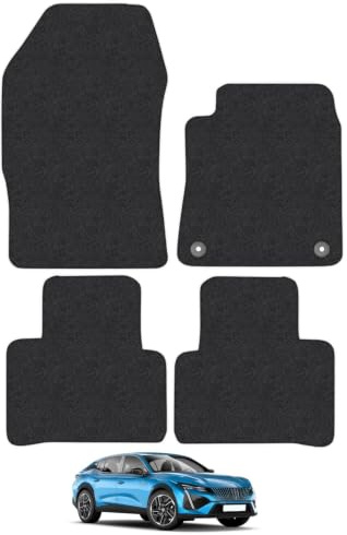 Peugeot 408 (2023+) Carpet Car Mats | Black Edge Trim Tailored Fit Floor Mats Full Coverage Protection Accessories Easy Clean Anti Slip Made in the UK