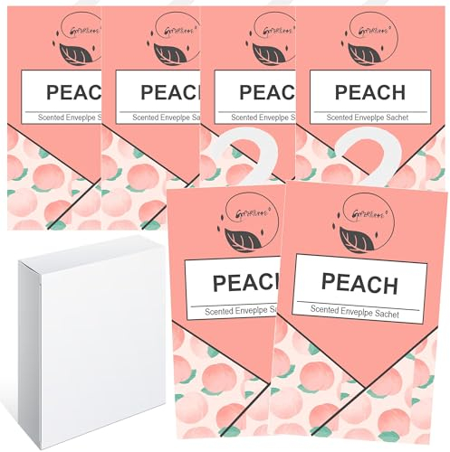 6pcs Wäscheduft Schrank, Duftsäckchen Kleiderschrank Dufterfrischer, Schrankduft Frische, Duftbeutel Kleiderschrank Duft Hanging Beutel, Schrankdeo Natürlichen Geruch Sachet, Duftsachet (6Pfirsich)