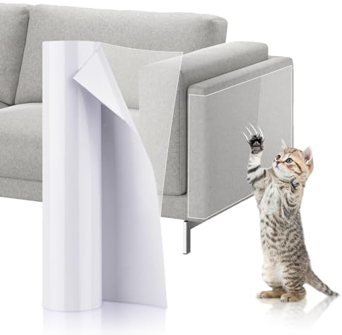 1 Roll Katzen Kratzschutz Sofa Katze Folie, Anti Kratz Folie für Katzen, Sofa Kratzschutz Katze Selbstklebend Kratzschutzfolie Transparent Kratzschutz für Möbel Couch Sofa Tür Wand Schutz, 30cmx3m