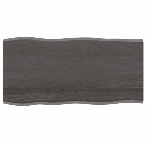 LAPOOH Tablero Mesa Madera tratada Roble Borde Natural Gris 100x50x4cm, Encimera Cocina, Tableros De Madera, Table Salon, Encimera De Madera - 364017