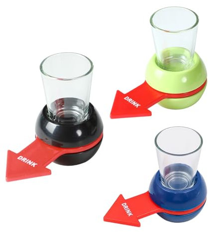 Ieron 3 Stück Trinkspiele „Spin The Shot, Partyspiele für Erwachsene, Flaschendrehen mit Schnapsglas für lustige Partys, roter Pfeil (schwarz, grün, blau)