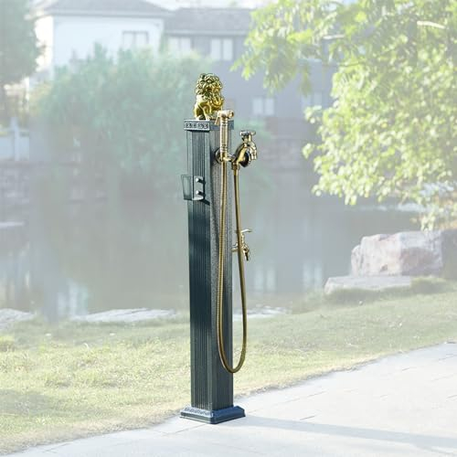 Fontaine Exterieure de Jardin avec Robinet Rétro, Colonne d'eau pour Jardin, Support de Tuyau D'arrosage Extérieur, Fontaines Extérieures Résistant au Gel