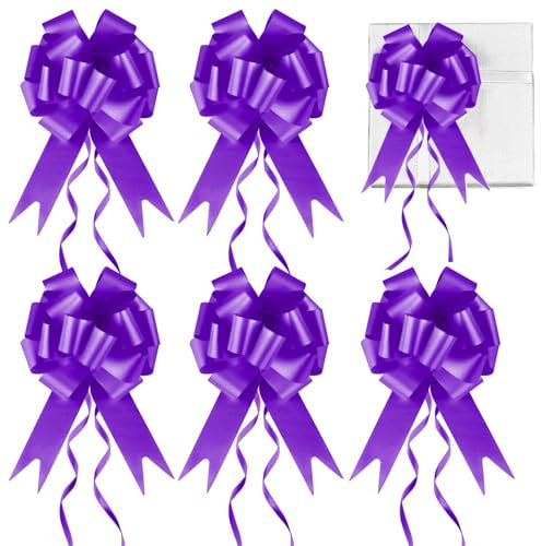 Prmape 30 Pcs Geschenkschleife Hellviolett, Schleife Hochzeit Geschenk, Auto Schleifen für Hochzeit, Zugband Polyband Dekoschleife für Hochzeit Geburtstage Geschenkverpackung Auto Deko Tüten Zuckertüt