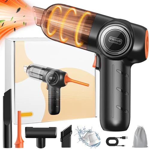 Aspirateur à Main, 16000Pa Mini Aspirateur Voiture Puissant, Petit Aspirateur sans Fil avec 2 Filtres, Portable Aspirateur Handheld Vacuums Cleaner pour PC Maison Bureau Canapé