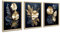 3 Pcs Leinwandbilder Bilder mit Rahmen Marineblau Gold Blumen Kokosnussblatt bild auf leinwand Wandkunst Wandbilder Kunstdruck Deko für Wohnzimmer Schlafzimmer fertig zum Aufhängen 30x40cm x3 Pcs