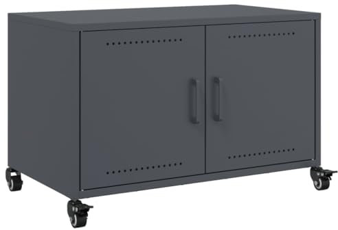 vidaXL TV Schrank, Lowboard für Fernseher, Fernsehtisch mit Rollen Stauraum, TV Möbel Fernsehschrank für Wohnzimmer, Anthrazit Kaltgewalzter Stahl