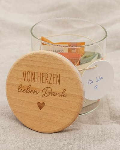 NEU! Dankeschön Geschenke - Danke, Danke Geschenk, Kleines Dankeschön Geschenkglas, persönliches Geschenk Danke (1 Stück, Danke)