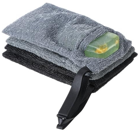 4 Pcs Exfoliating Soap Bag, Soap Scrubber Pouch, Double Layer Thicken Foam Net Soap Saver, Body Scrubber Rough Sponge Exfoliator, Exfoliating Sponge for Baths and Showers