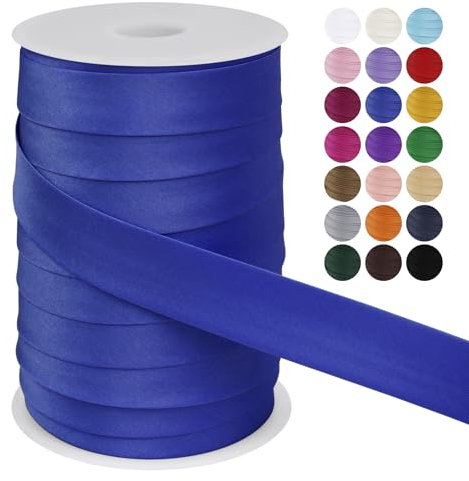 LEREATI Schrägband 25mm x 50m, Einfassband zum Nähen Doppelt Gefaltetes Stoffband aus Polyester Hemming Tape Satin, Nahtband zum Nähen Basteln Dekorationen DIY Handwerk (Königsblau)