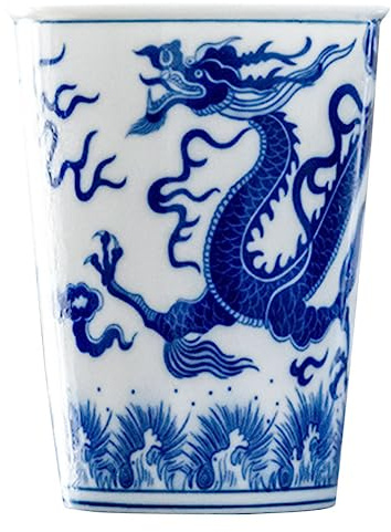 Ciieeo Blue Ceramic Porcelain Tea Cup Mug with Unique Shape Design, Smooth Hand Feeling and Easy to Clean, Large Capacity Beverage Mug for Breakfast and Daily Use