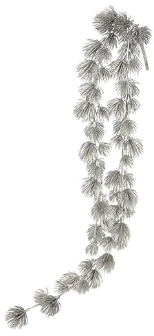 Künstliche Kiefergirlande 66cm Kette Deko Girlande Tanne Ranke Floristik Zweig Weihnachtsgirlande Tisch Weihnachtsdeko Adventskranz Zubehör Kranz Kunsttanne Kieferzweig hängend Tannengirlande, silber