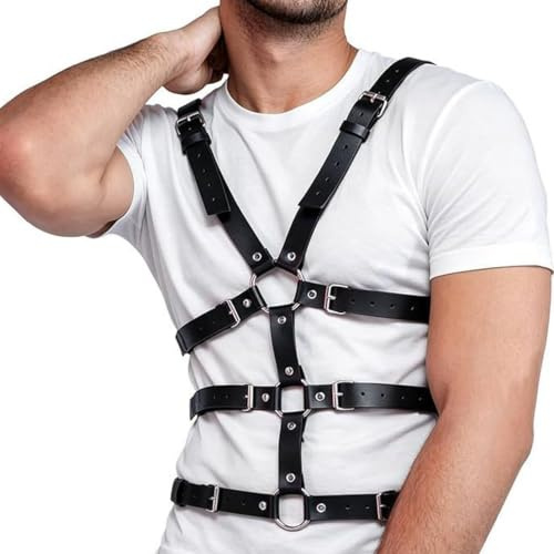 VKFOFEG Se Unterwäsc, Harness Männer Leder, Punk Body Brust Harness Herren Gothic Körper Einstellbarer Verstellbarer Herren Harness Körpergeschirr