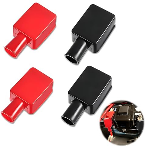 XUZOPIM Pack Of 4 Battery Pole Covers Car, Rubber Insulating Bolt Covers, Red And Black, Positive And Negative, Flexible For Car Batteries, Motorcycles, Trucks, And Electric Vehicles