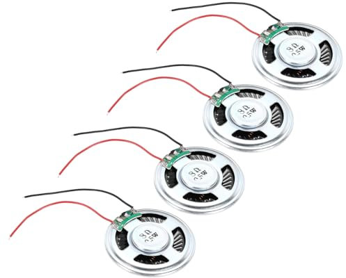 sourcing map 4 Pcs 0.5W 8 Ohm Small Speakers Metal Shell Round Internal Micro Magnet Speaker for Mini Speakers DVD EVD Multimedia Mobile Portable Advertising Machine