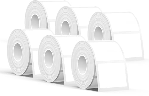 SUPVAN Etiketten selbstklebend wasserfest für T50M Etikettendrucker | 40 mm x 30 mm, 6 Rollen (250 Etiketten/Rolle), für Haushalt, Büro und Schule, Schwarz auf Weiß