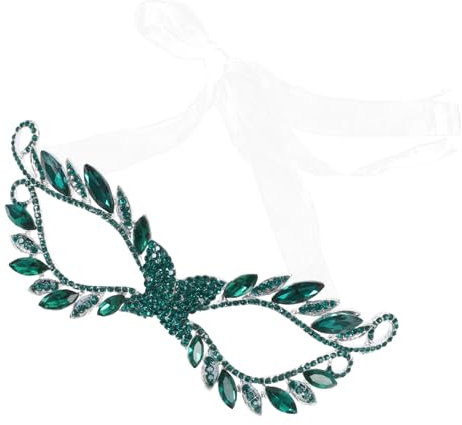 OATIPHO Bauchladen Junggesellinnenabschied Schleier Abdeckung Zubehör Dekorative Masken Randbereich Rave Tiaras Haarschmuck Für Frauen Hochzeit Masken Für Frauen Paare Für Maskerade Party Green Metall