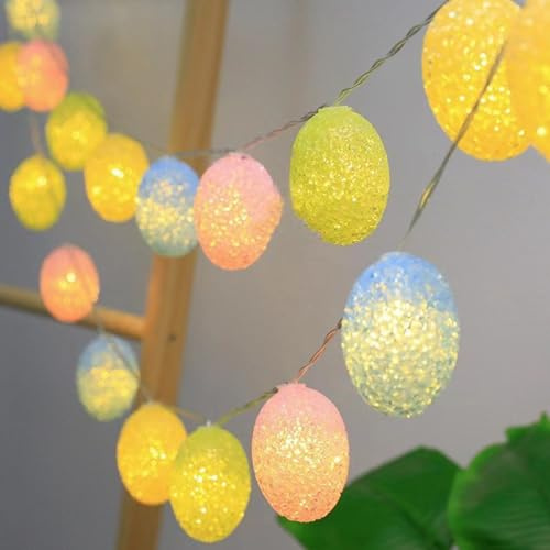 Osterdeko Ostergirlande mit Beleuchtung,3 Meter 20 LED Lichterkette Ostern,Ostern Deko Osterei Lichterkette Batteriebetrieben mit Timing Funktion,Ostereier Deko für Ostern Draußen Innen Deko (3 meter)