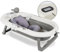 KidzCorner faltbare Baby Badewanne mit integriertem Thermometer und Stützkissen in Sternmuster (Grau mit grauem Stützkissen)