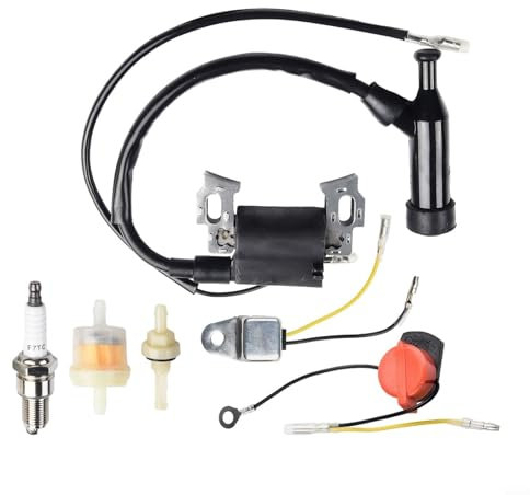 Emiif Lawnmower Ignition Coil Magneto Kit For Honda GX110 for GX120 GX140 for GX200 Engine Parts Replacement Set With Switch Fuel Filter Low Oil Sensor