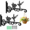 CTDMJ Blumenampel Halterung Metall, 2 ​Stück Pflanzenhaken 25cm Vogelmotiv Haken für Blumenampel, Elegant Einfach Wandhaken Blumenampel für Gartendekoration, Blumentöpfe, Lichterkette (Schwarz)