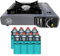 Intec - Hornillo de gas portátil 1 fuego 2,2 kW + 8 cartuchos de gas Butano incluidos Encendido Piezo - Camping Senderismo Cocina Exterior